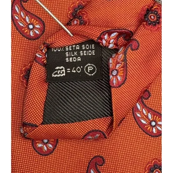 ERMENEGILDO ZEGNA Men's Tie 100% Silk ITALY Luxury FLORAL Red Orange Blue 62EUC